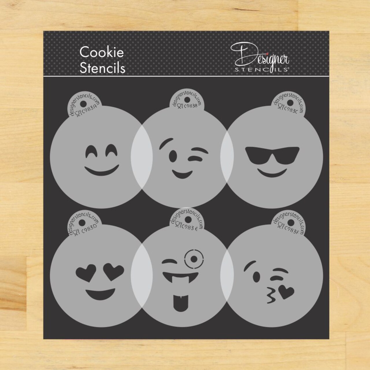Emojis Cookie Stencil Set | C983 by Designer Stencils | Cookie Decorating Tools |